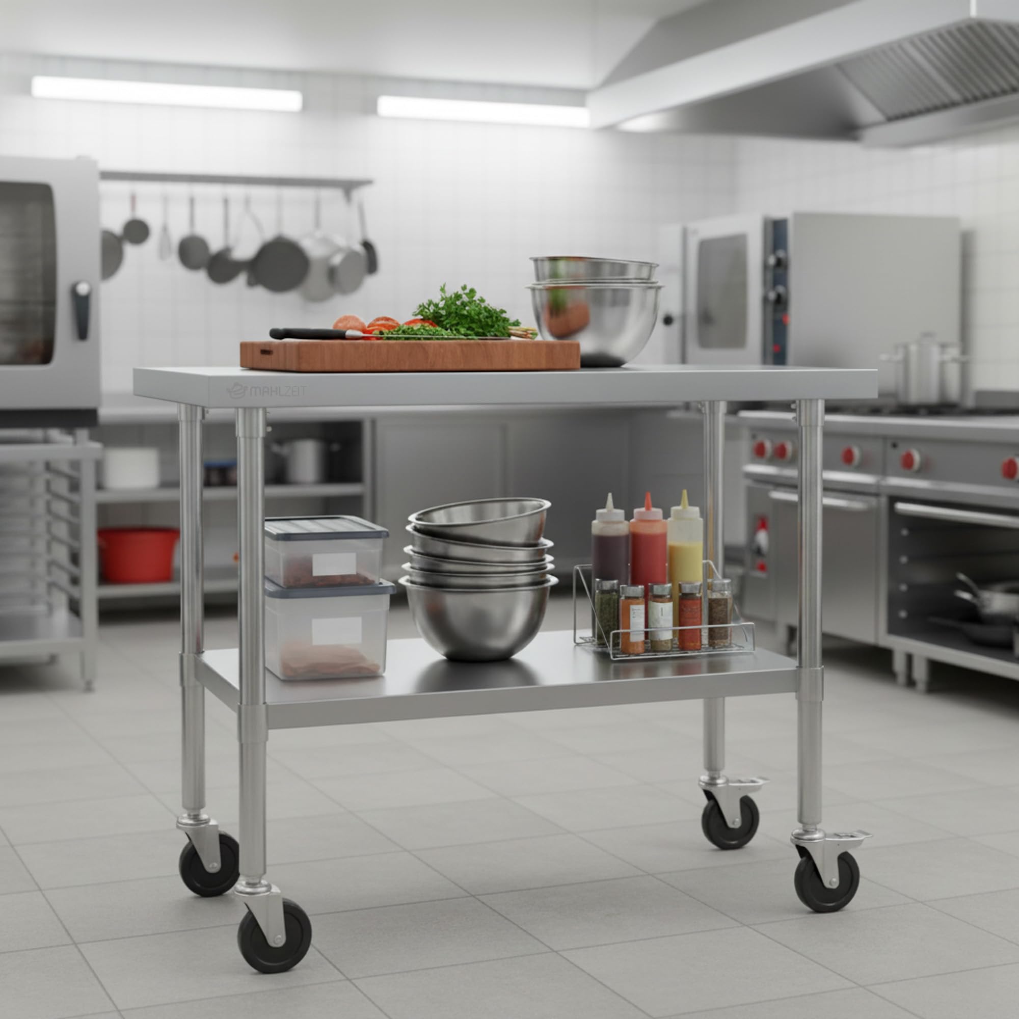 Mahlzeit Edelstahltisch 120 x 70 x 85 cm | Arbeitstisch, Küchentisch, Edelstahl Zubereitungstisch | Gastronomietisch, Serviertisch, Catering Tisch, Küchenplatte | Tisch für Küche und Gastronomie