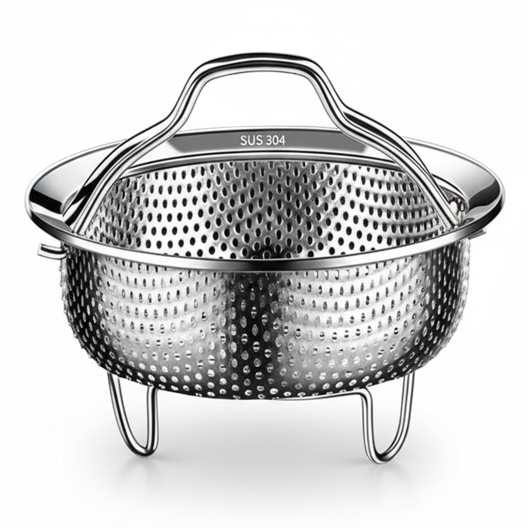 Ameble Silver 14Cm Steam Basket, 304 Stainless Steel Steaming Basket With Fine Mesh Holes & Heat-Resistant Handle For Even Cooking In Pots And Rice Cookers Steam, Steaming, For Pot, S
