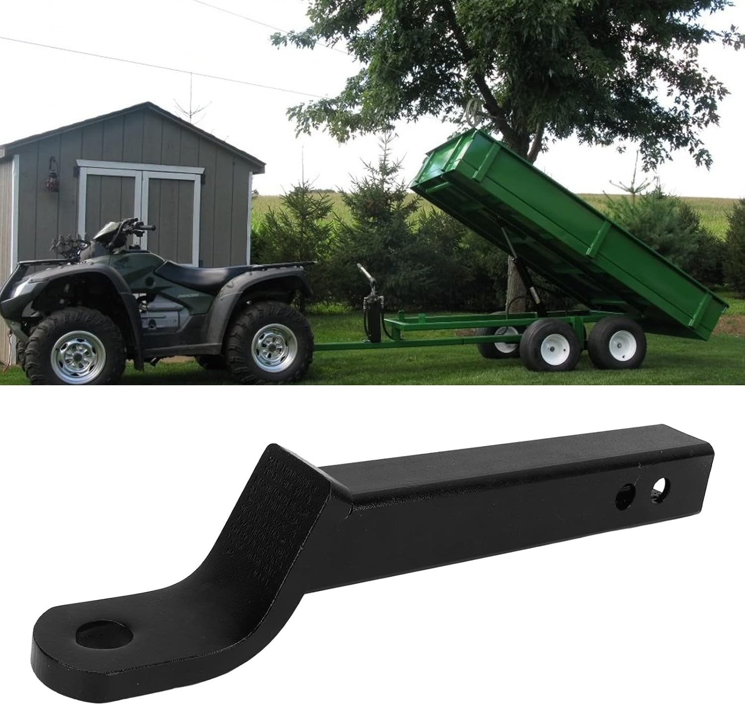 Trailer Hitch Ball Mount Extender 430mm Long Forged Steel 6000 Lbs High Strength Extension Ball Mount Replacement for 2in Receiver Towing Box