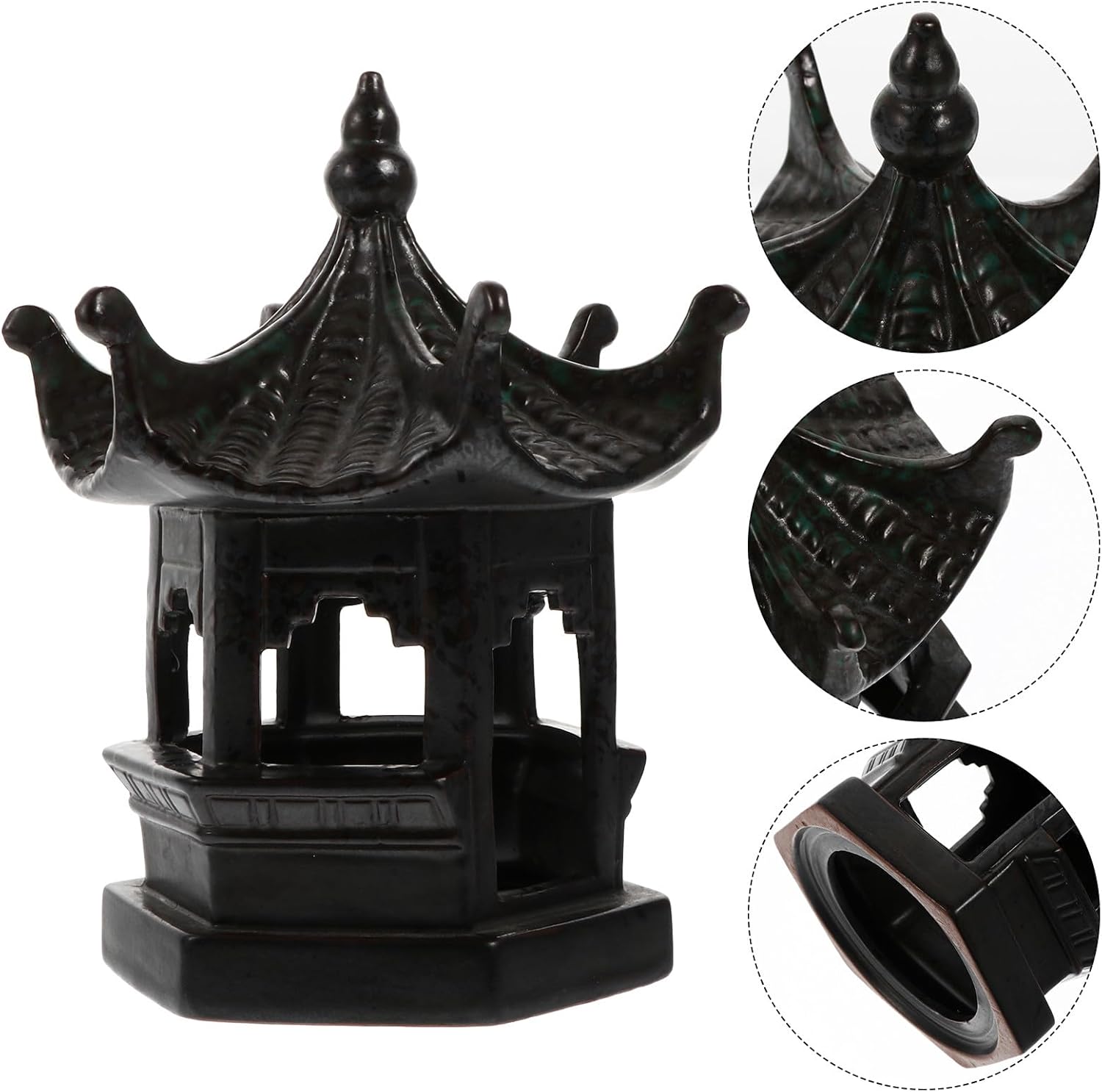 Ceramic Hexagon Pavilion Decor Miniature Zen Garden Ornament for Home and Outdoor Patio Micro Landscape Accessory for DIY Plant Terrariums and Fairy Garden Decoration Random Color