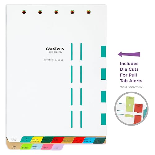 Miniatura 2 de Carstens Juego de divisores de hospital de plástico resistente, 14 pestañas, con troqueles de lengüeta, multicolor, para carpetas de 2 anillas, 3