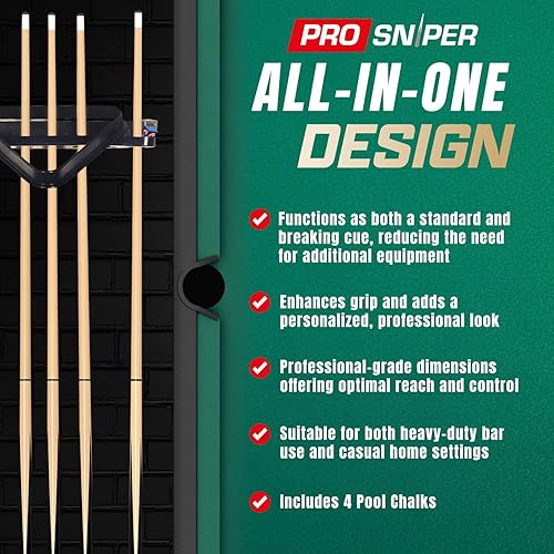 Miniatura 5 de Prosniper Juego de 4 palos de billar prémium  Taco de piscina de arce canadiense de 58 pulgadas, 19 onzas con eje de baja desviación y 4 tizas