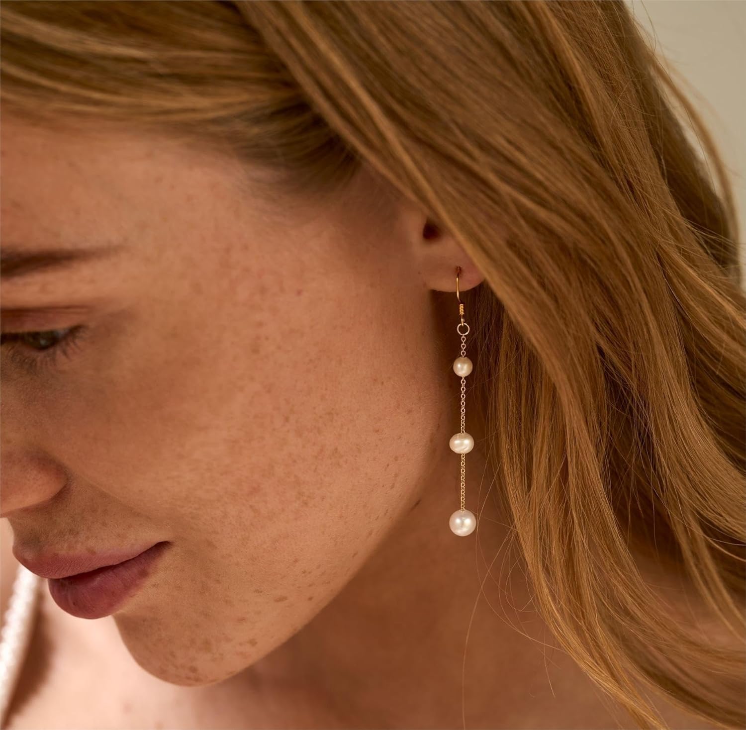 Pearl Earrings for Women - Dainty Gold Dangle Drop Earrings, 14k Gold Plated Cute Bow Design, Hypoallergenic Pearl Studs, Wedding Jewelry Gifts - Image 6