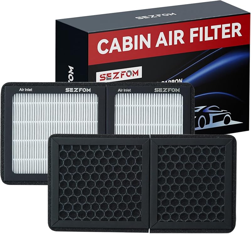 Filtro de ar-condicionado de cabine Sezfom com carvão ativado e HEPA para Toyota bZ4X, Subaru Solterra e Lexus RZ – Pacote com 2