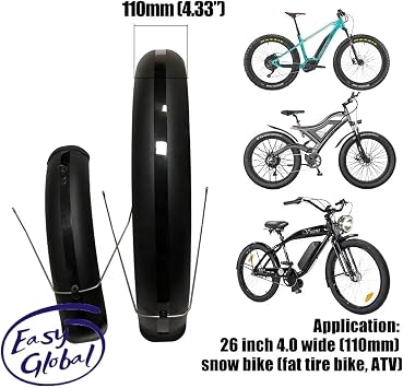 Bike Fender Set Bicycle Fender Set 20x4.0 inch Wide Front Rear Mudguards Off-Road Fat Tire Bike Wings Full Coverage Bike Plastic Mountain Bike mudguards(A Pair Black)