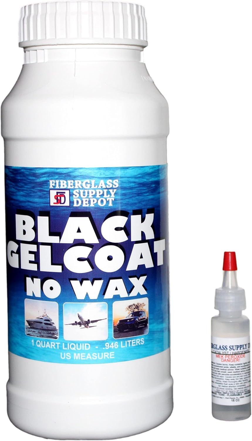 Fiberglass Supply Depot Black Gelcoat No Wax Quart with 15cc Hardener (MEKP)