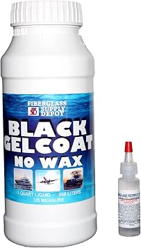 Fiberglass Supply Depot Black Gelcoat No Wax Quart with 15cc Hardener MEKP