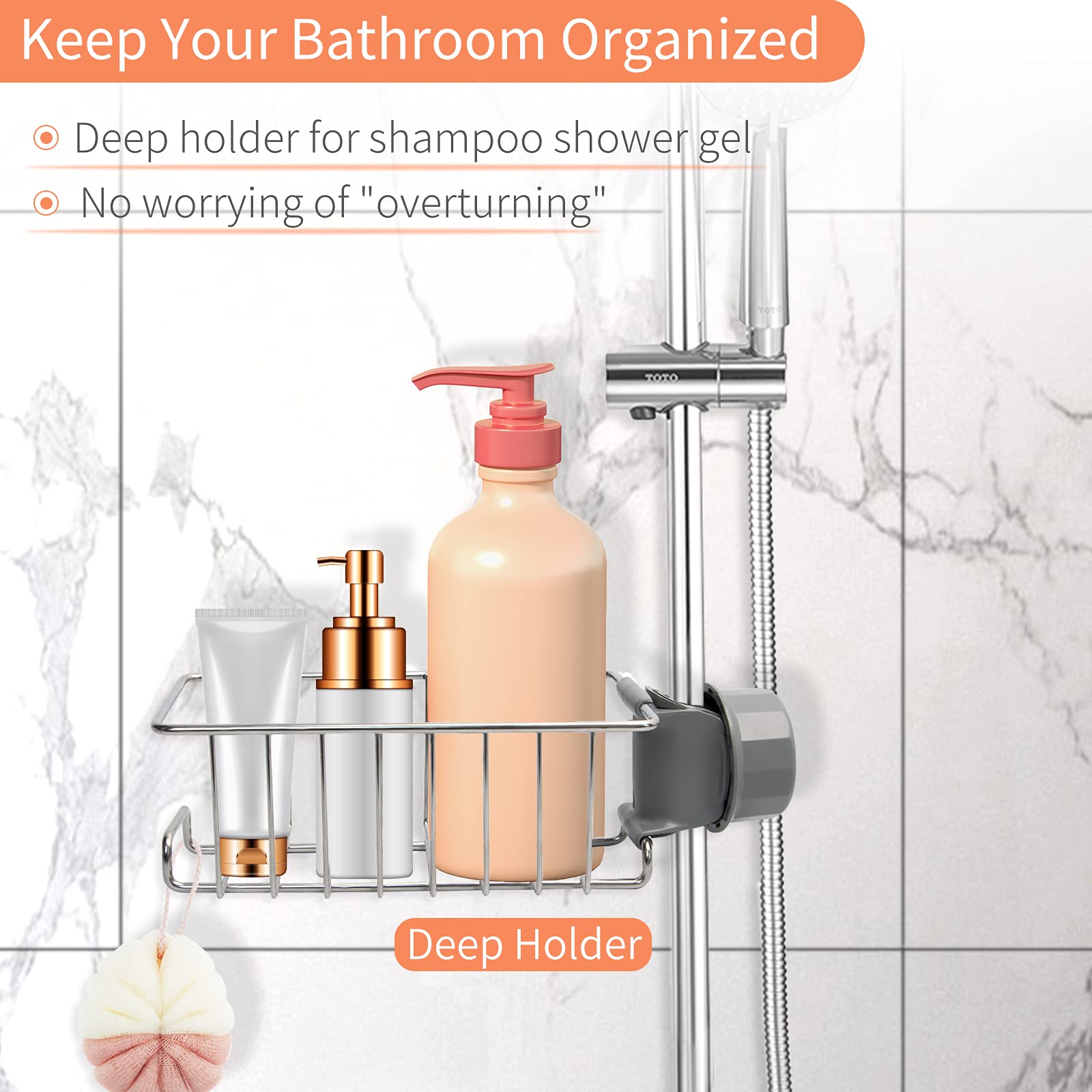 Scaffale Bagno Senza Trapano In Acciaio Inox - Set 2 Mensole Doccia Con Portasapone E Asciugamano, Forte Adesivo, Antiruggine