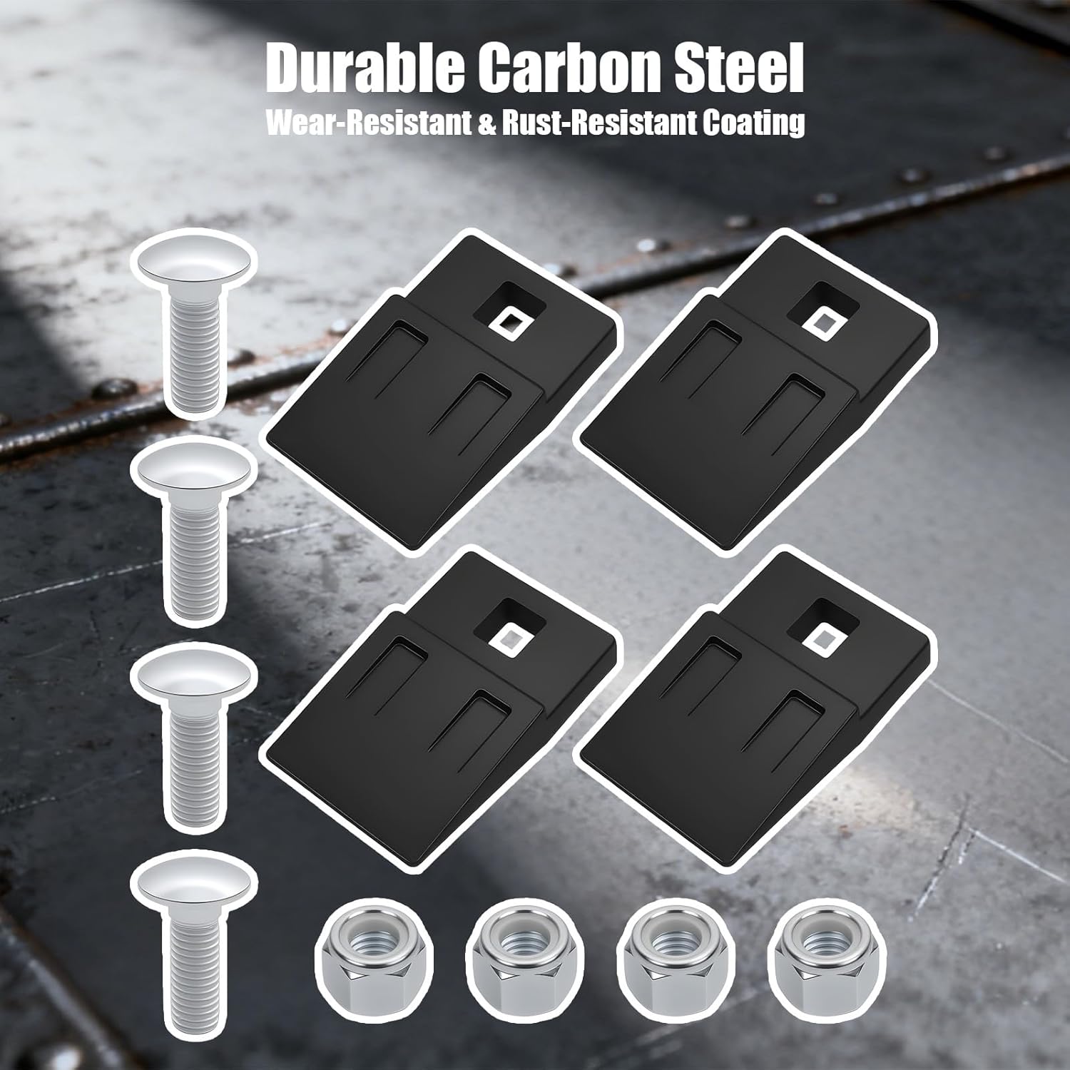 4 Pack 3 Point Auger Cutting Edge Replacement Blades with Bolts and Nuts, Durable Carbon Steel Flat Two-Hole Auger Teeth for Tractor Post Hole Digger Parts, Fit for Most 3 Point Hitch Auger Systems