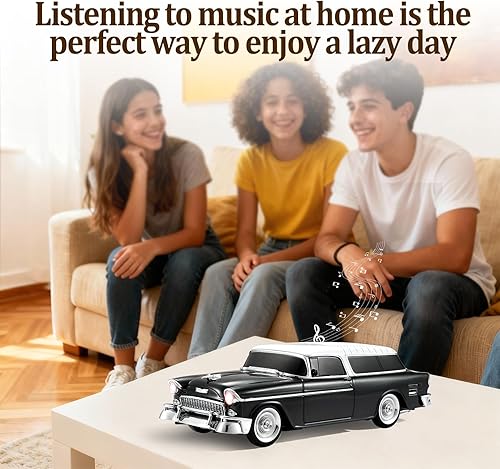 Miniatura 7 de Altavoz Bluetooth retro en forma de automóvil, calidad de sonido de alta definición, emparejamiento TWS, múltiples salidas de interfaz, altavoz