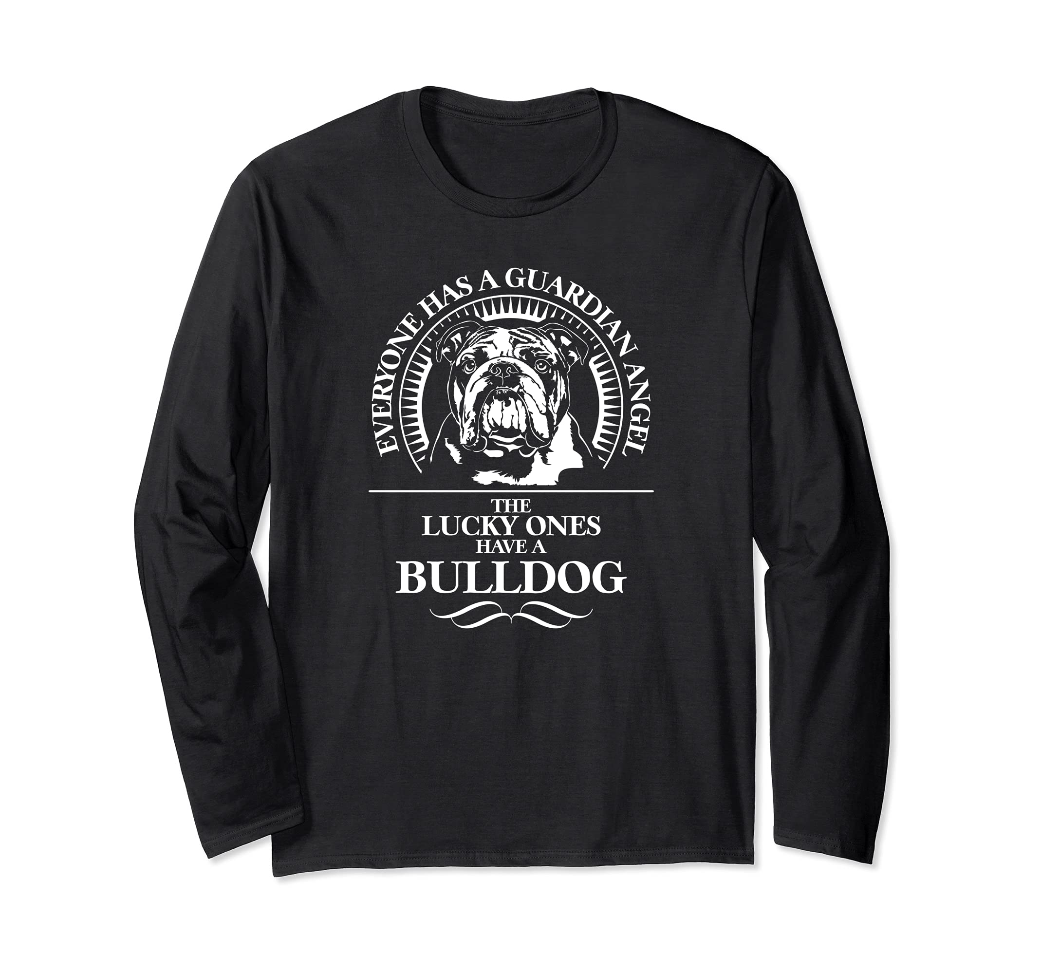 Proud English Bulldog Guardian Angel dog saying dog Long Sleeve T-Shirt, Black