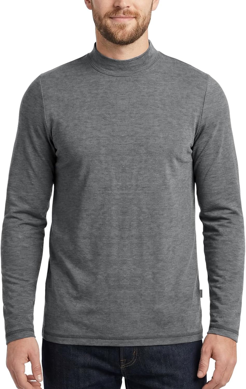 Zengjo Mens Mock Turtleneck Long Sleeve T Shirts Slim-Fit Lightweight Thermal Base Layer Top Soft Stretch