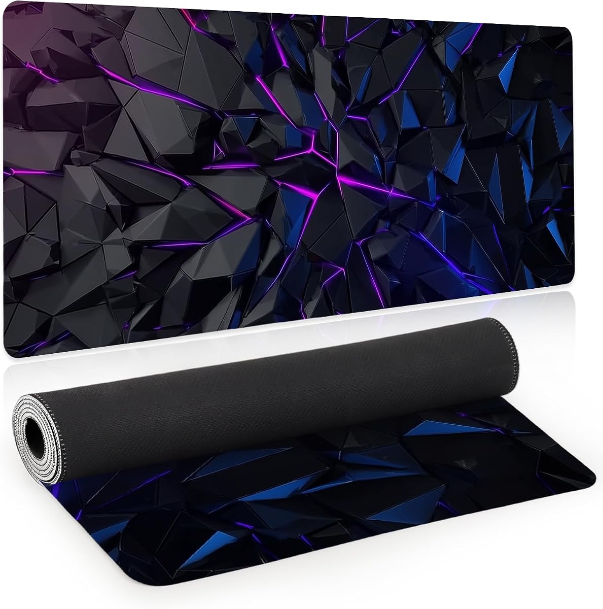 Gaming Mouse Pad, XL Extended Big Computer Mousepad, Large Mouse Pad for Desk with Non-Slip Rubber Base, Desk Mat, Keyboard Mat for PC, Office&Home, 31.5x11.8in, Geometric Neon