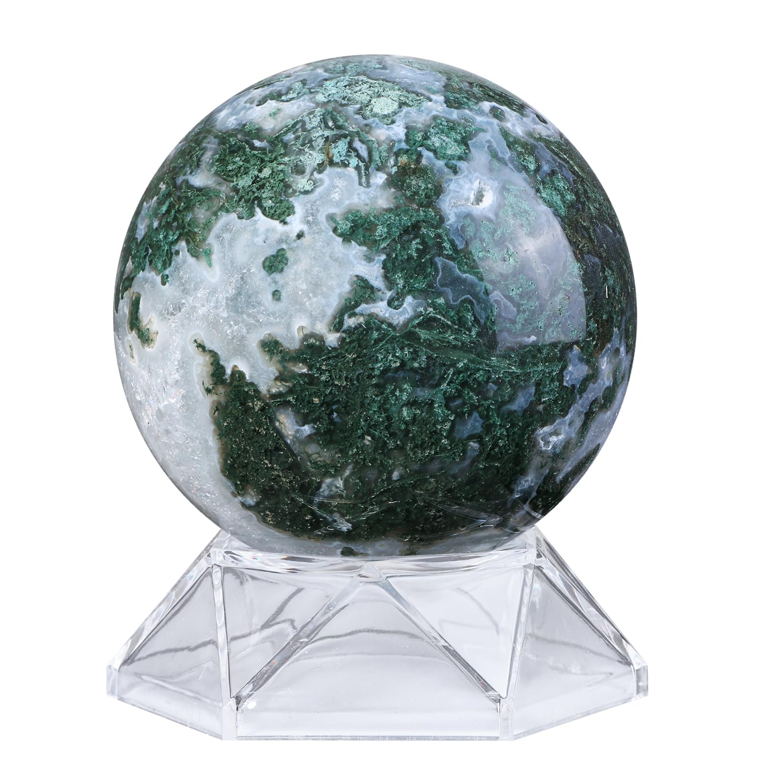 Boule de cristal en agate mousse naturelle de 71-80 mm