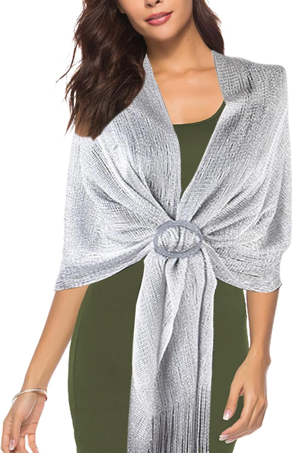 MADGININE Sparkling Metallic Shawl and Wrap