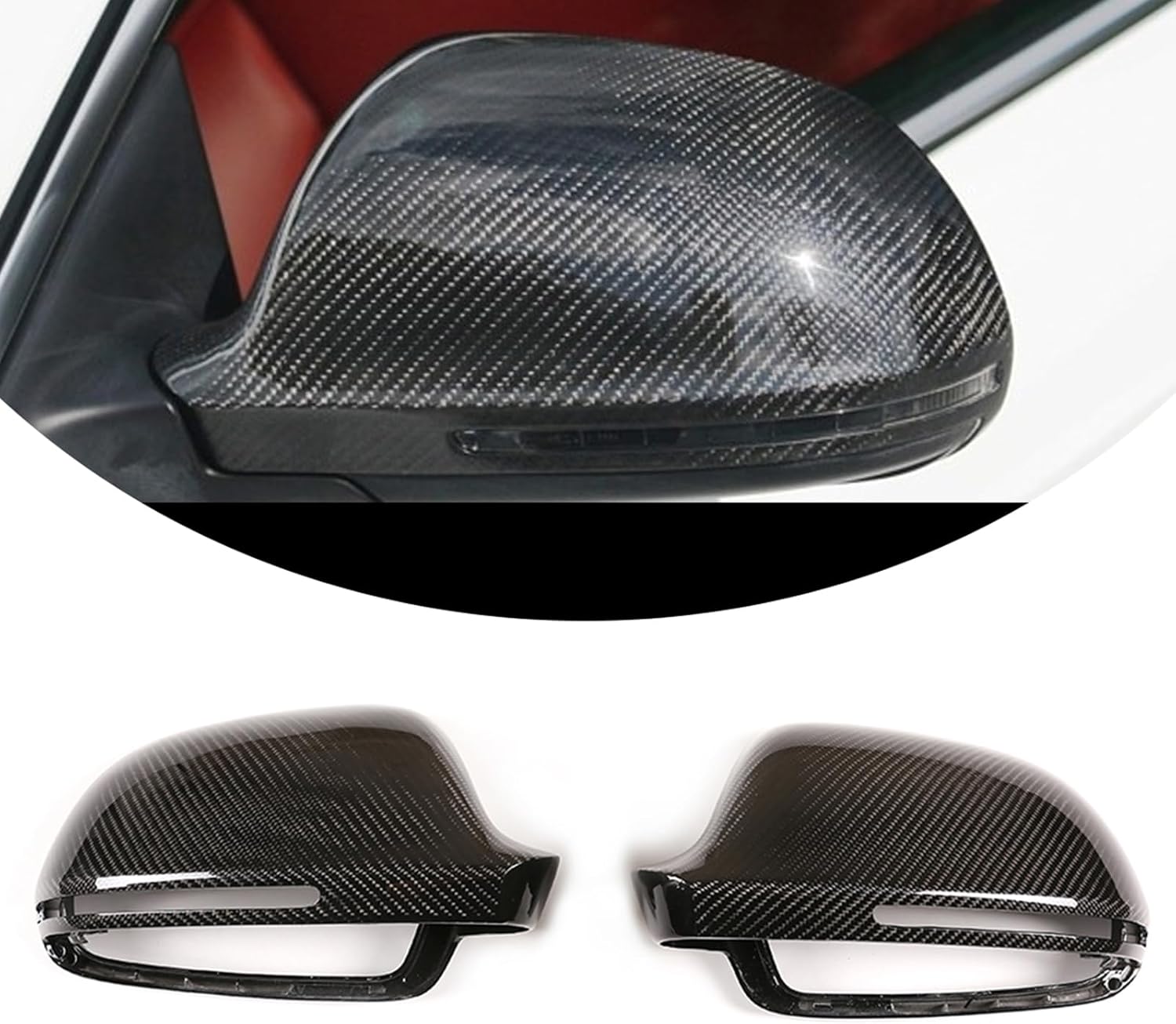 Car Real Carbon Fiber Outside Replacement Rearview Mirror Cover Trim,Fit For Audi A4 (B8)/Q3 Mirror Cover Rearview Mirror Protect Covers Door Side Moulding Exterior Decoration Trims