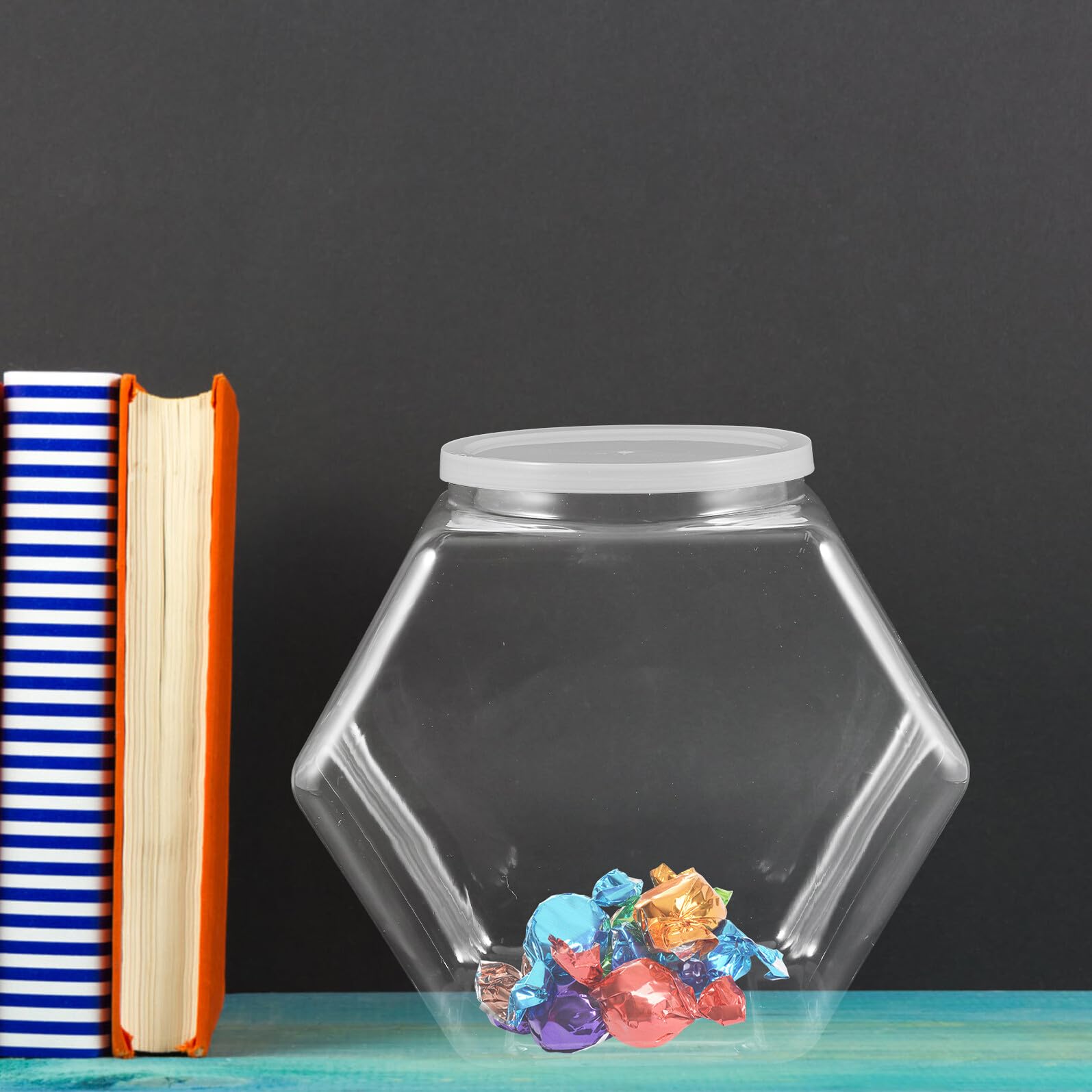 2 pezzi Barattoli Esagonali Trasparenti in Plastica Coperchio Twist Contenitori per Zucchero Biscotti e Snack Resistenti e Facili da Pulire per Uso Domestico
