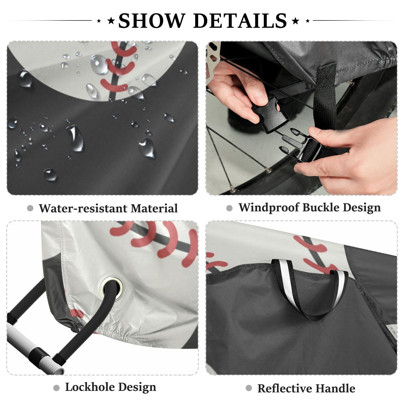Housse imperméable pour vélo avec trous de verrouillage - Résistante aux UV - Pour intérieur et extérieur - Compatible avec la plupart des motos - Rouge et blanc