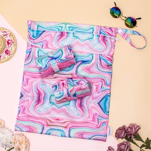 Miniatura 200 de ALVABABY 2 bolsas de pañales de tela para ropa húmeda, reutilizables con dos bolsillos con cremallera, para viajes, playa, piscina, guardería, 01