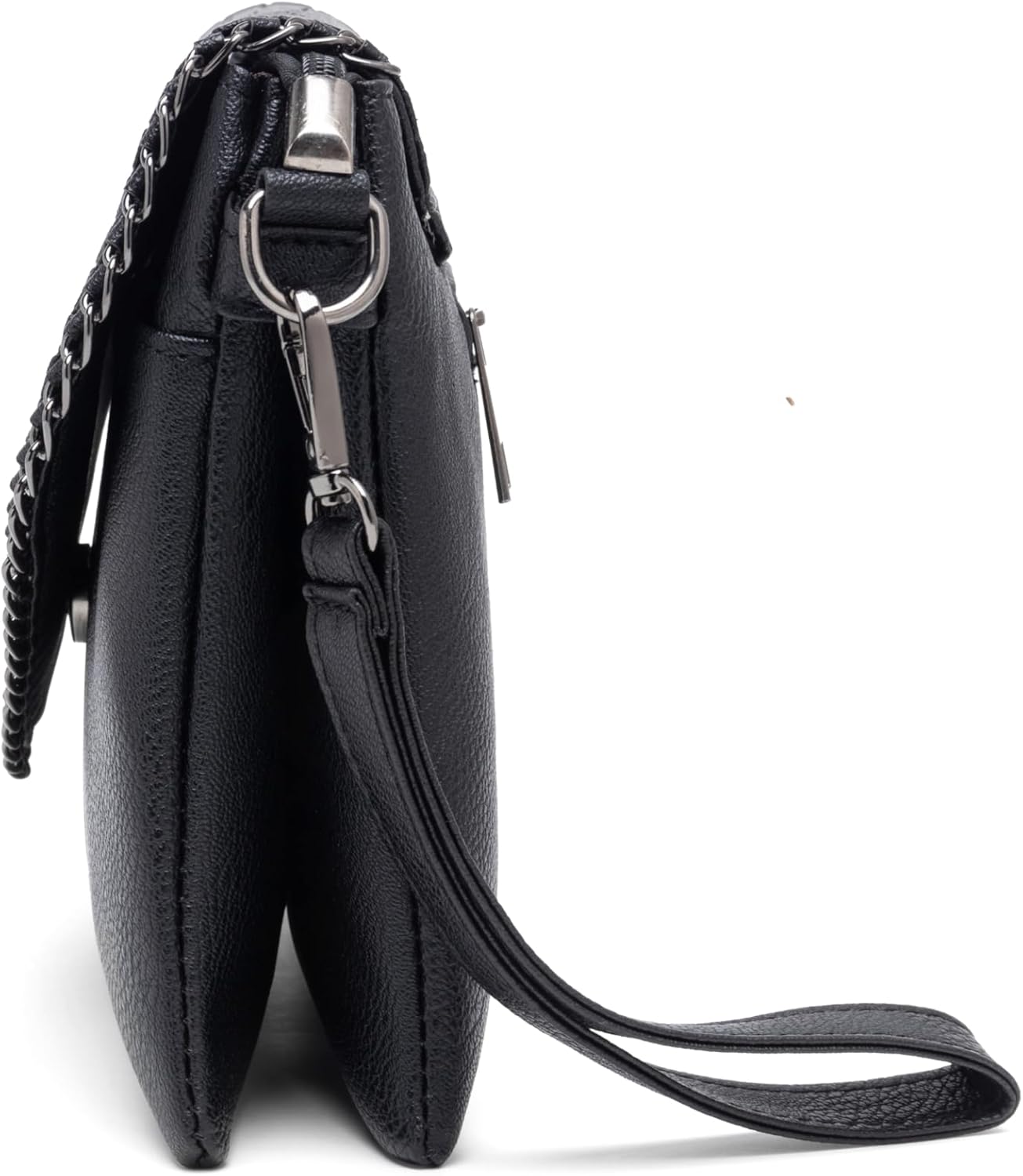 VINAIDA Small Black Leather Crossbody Purse, Party Clutch Bags,Leather Wristlet Clutch Wallet Purses Crossbody Bags for Women