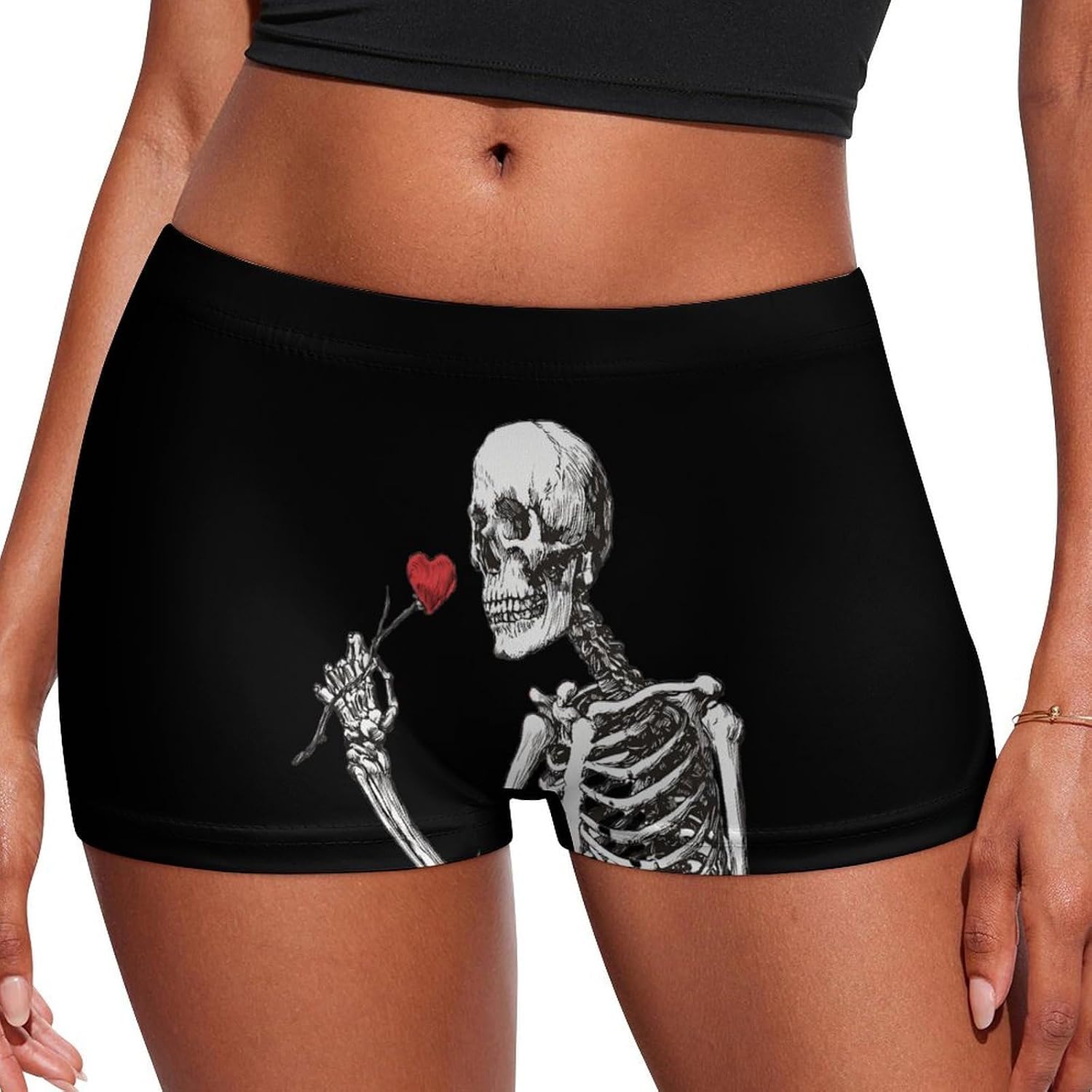Skeleton And Heart Fashion Women's Boxer Briefs Breathable Underpants Trunks Stretch Underwear