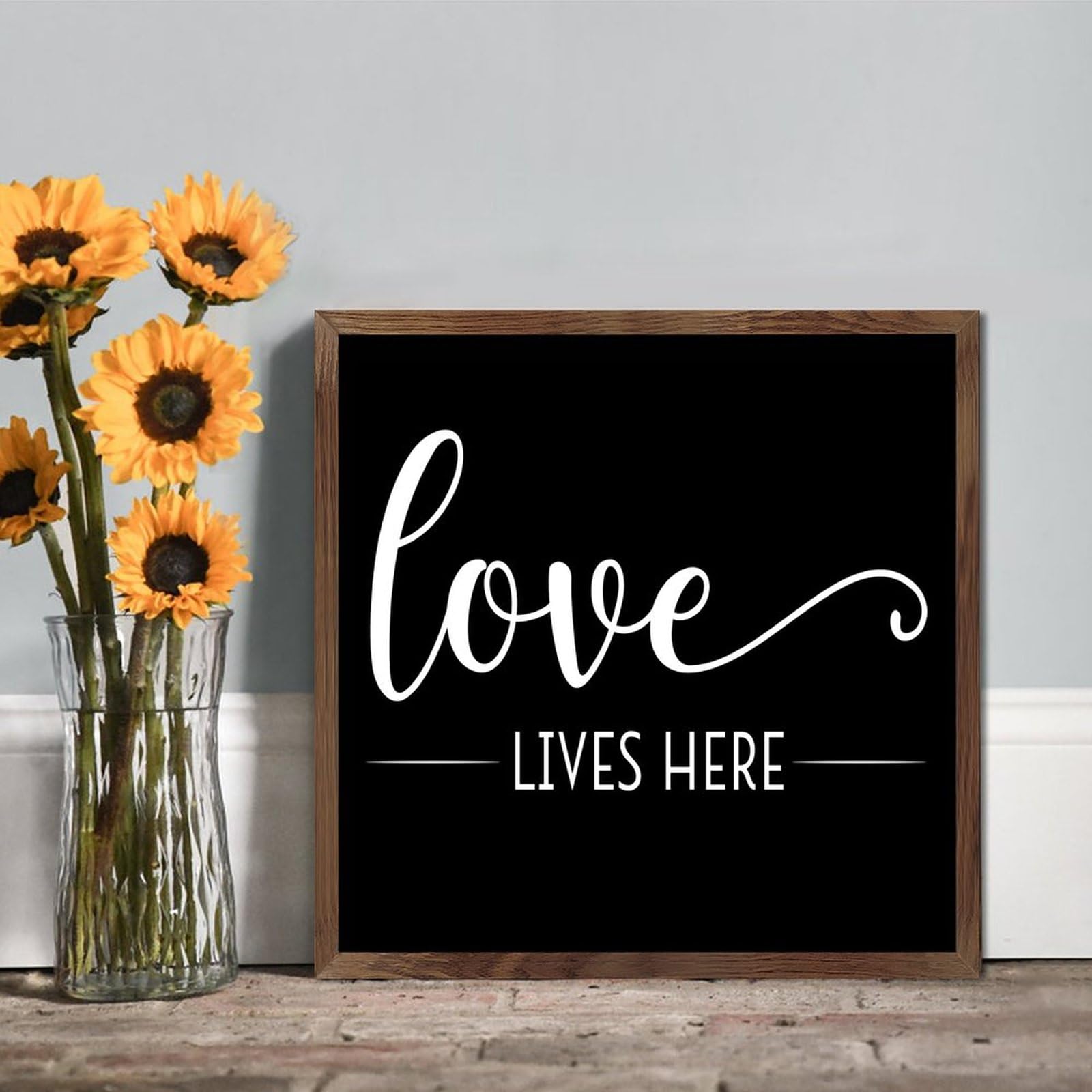 fmrsok Wood Decorations for Wall Love Lives Here Wood Sign Wall Hanging Home Decor Inspirational Quotes Farmhouse Wall Hanging Plaque Wooden Sign for