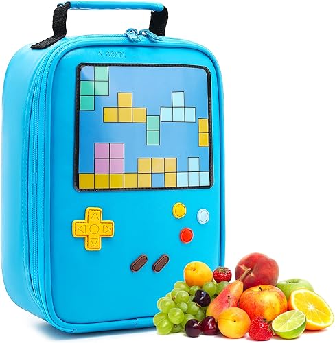 Miniatura 1 de Hairao Fiambrera para niños, bolsa de almuerzo suave aislada de cuero, mini hielera de Gameboy para el regreso a la escuela, kit de bolsa térmica de