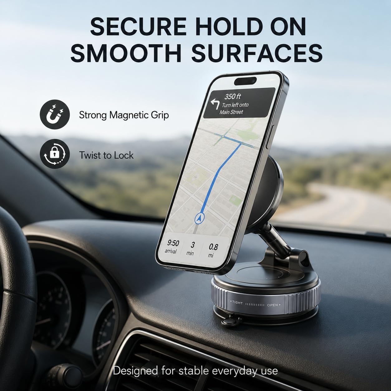 Vacuum Magnetic Phone Holder for Car, 96 lb Suction, 2800 gf Magnetic Force image 5