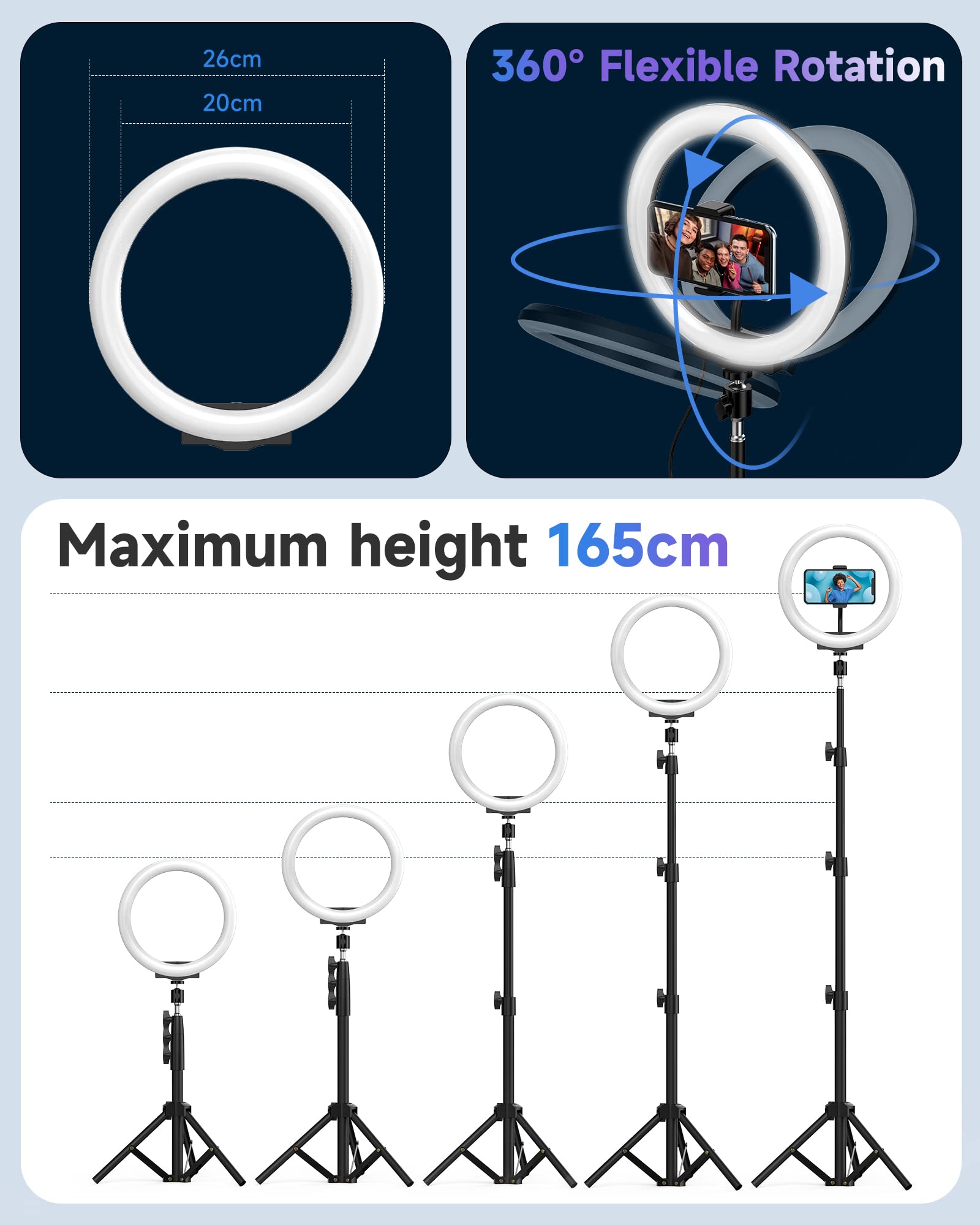 Xiteng Tech RGB Selfie Ring Light, LED Ring Light With