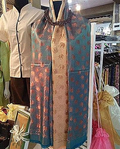 Miniatura 7 de PunPund Bufanda suave de elefante tailandés de seda 100% hecha de Tailandia para mujer, hecha a mano, regalo de recuerdo, longitud de 72 pulgadas,