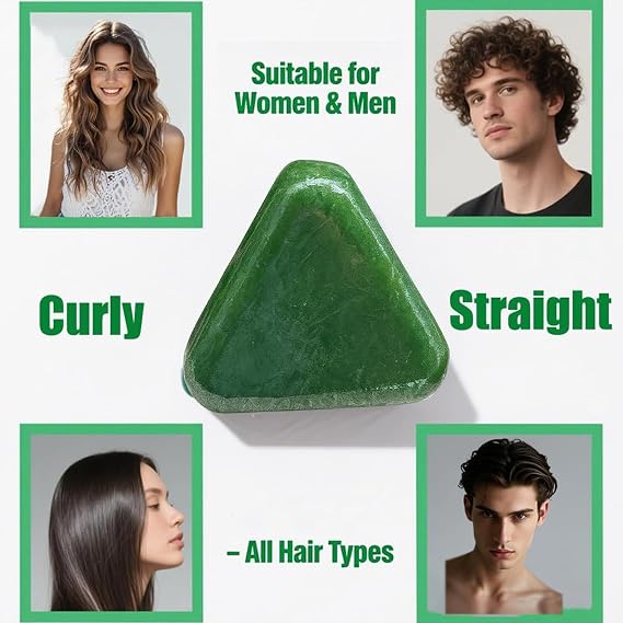 Nature Triangle Shampoo Bar, Green Shampoo Bar, Usman Grass 𝐒hampoo 𝐁ar, Gentle Cleansing & Nourishing Care for All Hair Types (1PCS)