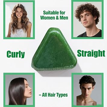Nature Triangle Shampoo Bar, Green Shampoo Bar, Usman Grass 𝐒hampoo 𝐁ar, Gentle Cleansing & Nourishing Care for All Hair Types (1PCS)