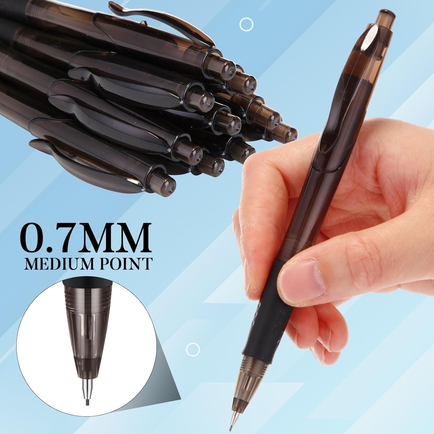 MotiMind 240 Pcs 0.7mm Mechanical Pencils Bulk Set Include 120 Black Mechanical Pencil 120 HB Lead Refills for Art Office Classroom School Student Writing Drawing Sketching Supplies