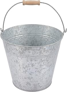 Beavorty Farmhouse Flower Bucket with Handle 8 Inch Vintage Metal Pail D...