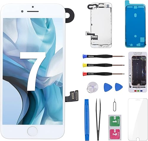Para iPhone 7 Reemplazo de pantalla blanca con botón de inicio 4.7 "Pantalla LCD táctil 3D digitalizador Asamblea completa con cámara frontal