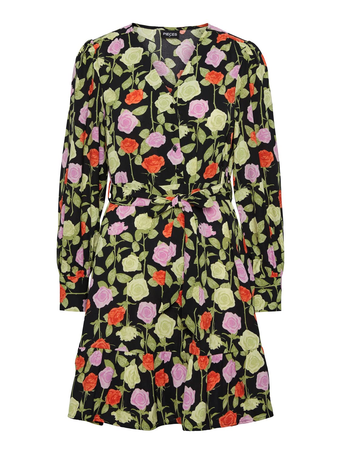PIECES Women's Pcblossom LS Short Dress, Purple/AOP: Flower, M