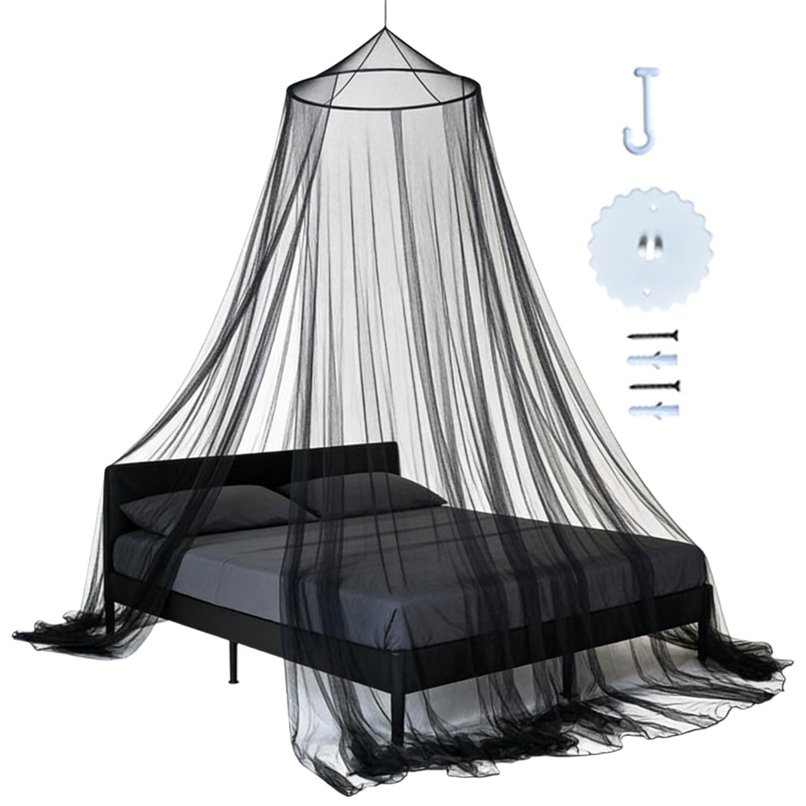 Muiltvoe Girls Bed Canopy, Elegant Dome-Shaped Decor, Ceiling Canopy Twin Tent Bed for, Home, Apartment, Dorm, Hotel, Travel, Camping, Large