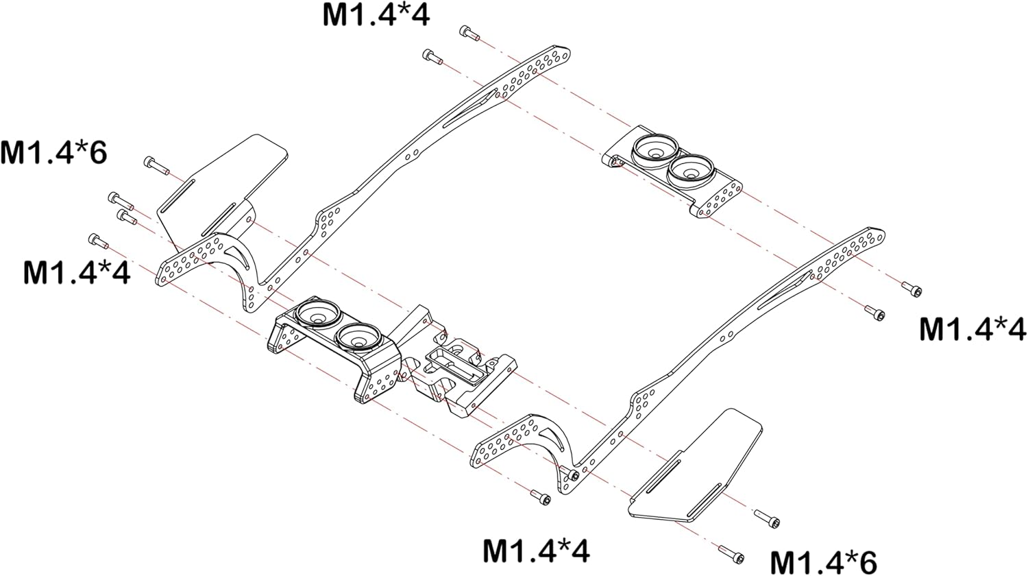 MEUS RACING Titanium LCG Chassis MD24 Chassis for Axial SCX24 1/24 RC Crawler Upgrades (MD24 Chassis)
