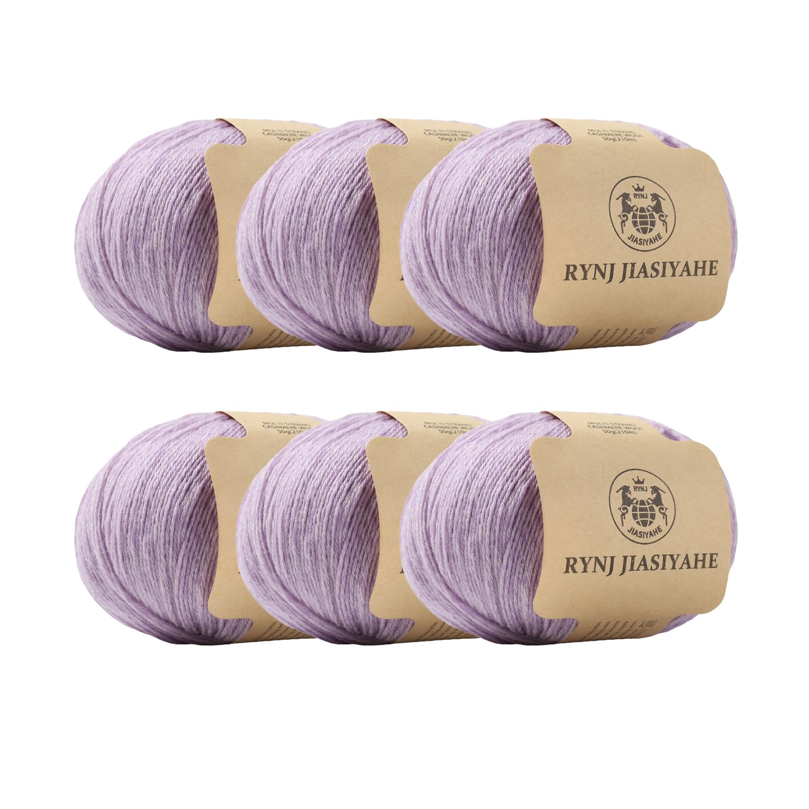 RYNJ JIASIYAHE Wool Yarn Inner Mongolian Cashmere Blend Yarn, Cashmere Yarn for Crocheting, 4-Ply Warm Soft Luxurious Hand Knitting Yarn (Purple,6 Packs(300g))