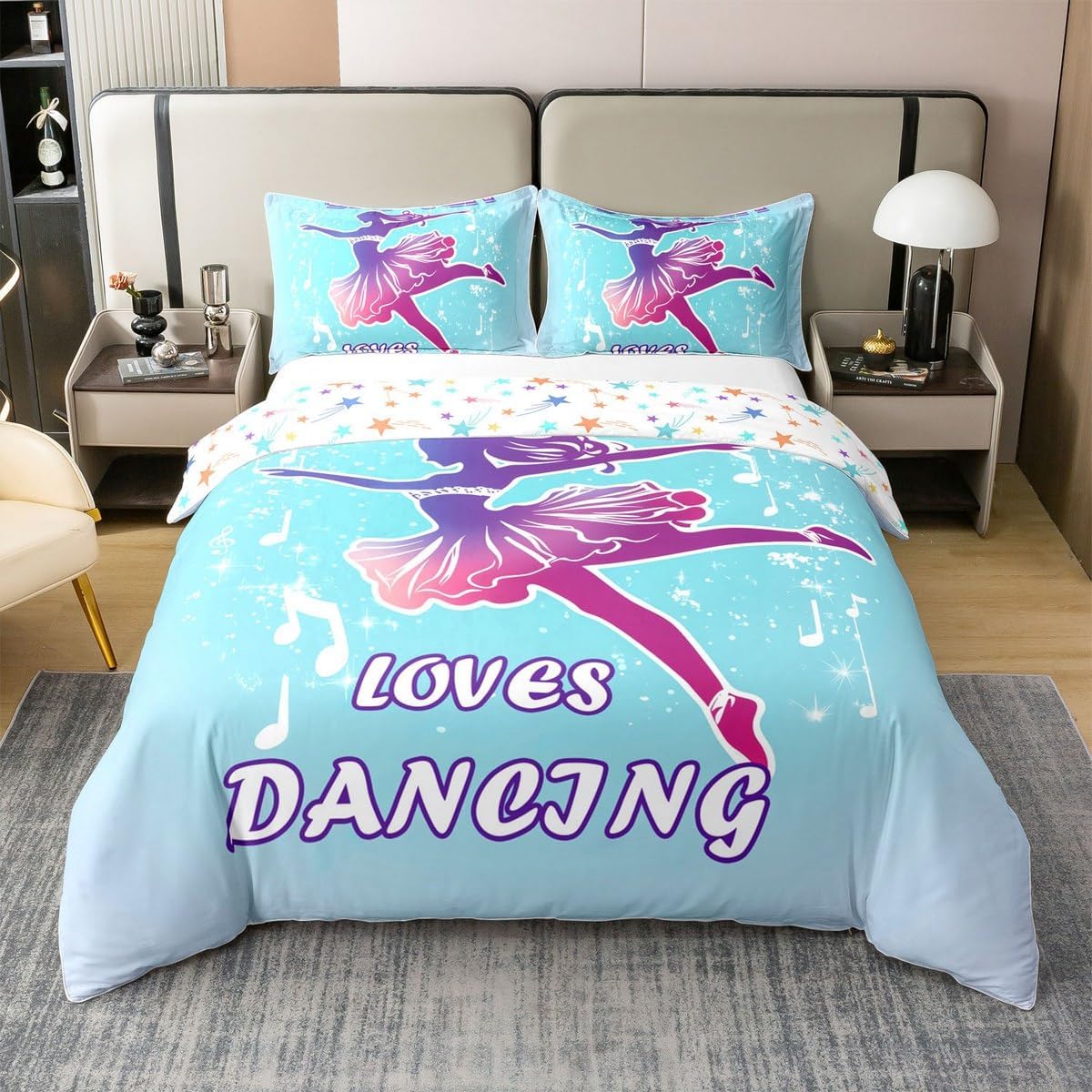 Manfei Pink Ice Skates Duvet Cover Queen Size,Princess Style Sport Themed 3 Pieces Duvet Cover,Girly Bowknot Comforter Cover (Not Comforter),Rustic Botanical Flowers Leaves Quilt Cover