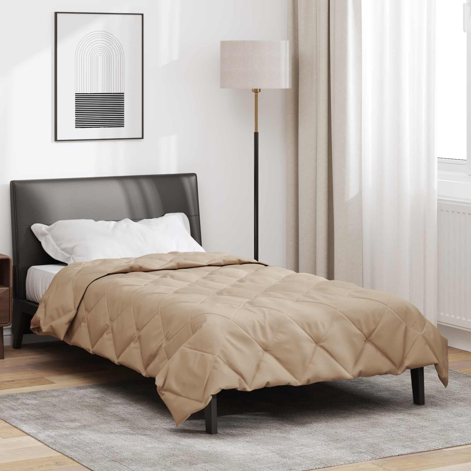 Generisch Kołdra całoroczna w kolorze taupe 155 x 220 cm z mikrofibry, pikowana kołdra z wypełnieniem poliestrowym, oddychająca i nie gniecie się, można prać w pralce i suszyć w suszarce