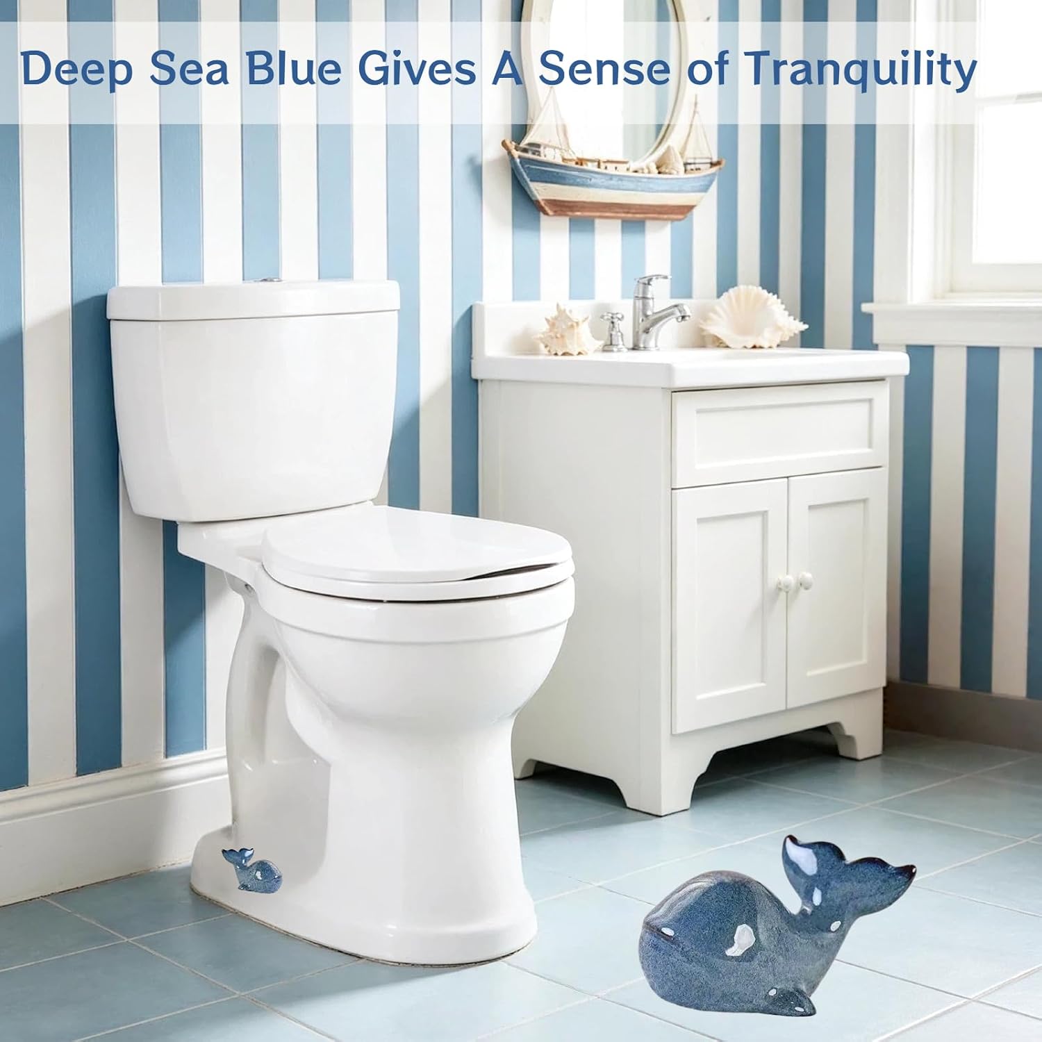 Ceramic Toilet Bolt Covers,Toilet Bolt Caps Decorative,Toilet Screw Cover Caps,Coastal Bathroom Decor(Blue Whale) image 5