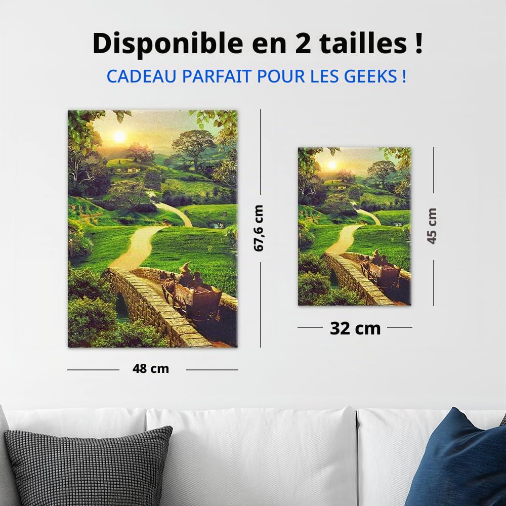 Displate Affiche Métallique Le Seigneur des Anneaux - Middle-Earth - A Journey Through Hobbiton - Déco Maison Chambre - Cadeau - Decoration Murale Salon Metal Poster 32 cm x 45 cm