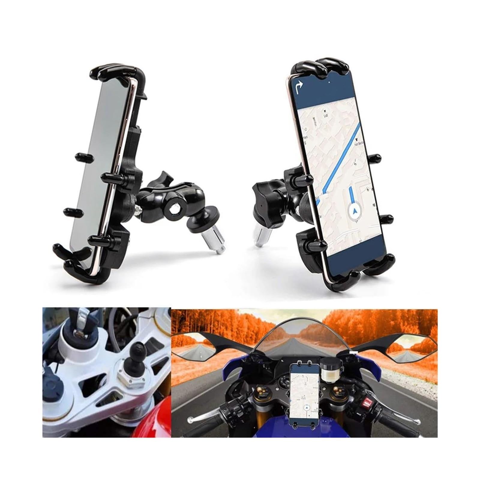 Per ZX-14R ZZR 1400 ZX600 Per NINJA 400 250 2018-2020 Supporto Del Telefono In Forcella Stem Staffa Di Montaggio Staffa Di Navigazione Moto