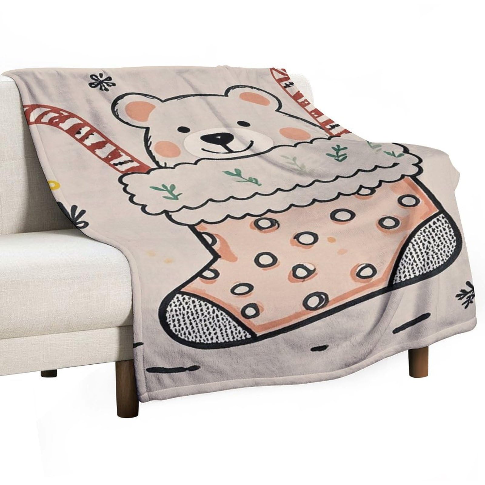 Couverture flanelle ours douce légère toutes saisons pour grand lit et canapé salon
