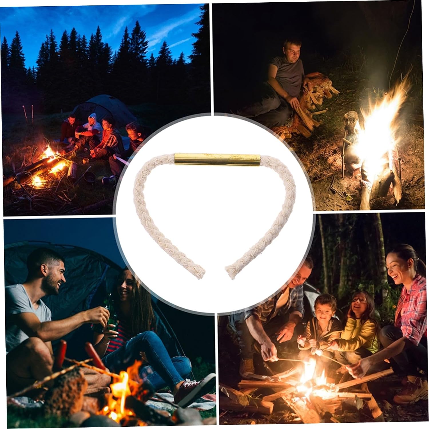 2 Pieces Survival Wick Cord Fire Starter Ropes, Flammable Camping Wick Cords for Outdoor Emergency Fire Lighting and Survival Use