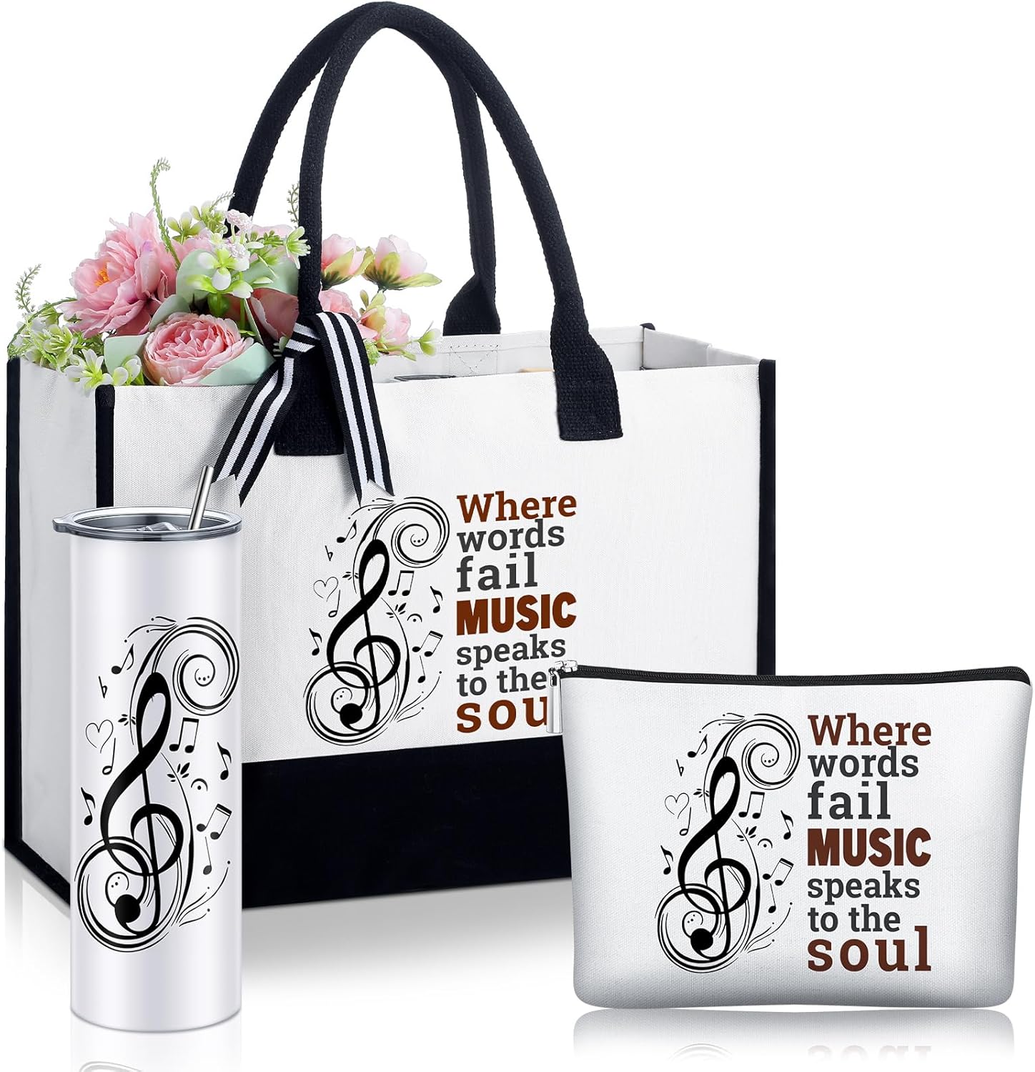 Sieral 3 Pcs Music Teacher Gifts for Women Including Insulated Tumbler with Lid Stainless Steel Mug for Appreciation Gifts for Band Director Musician