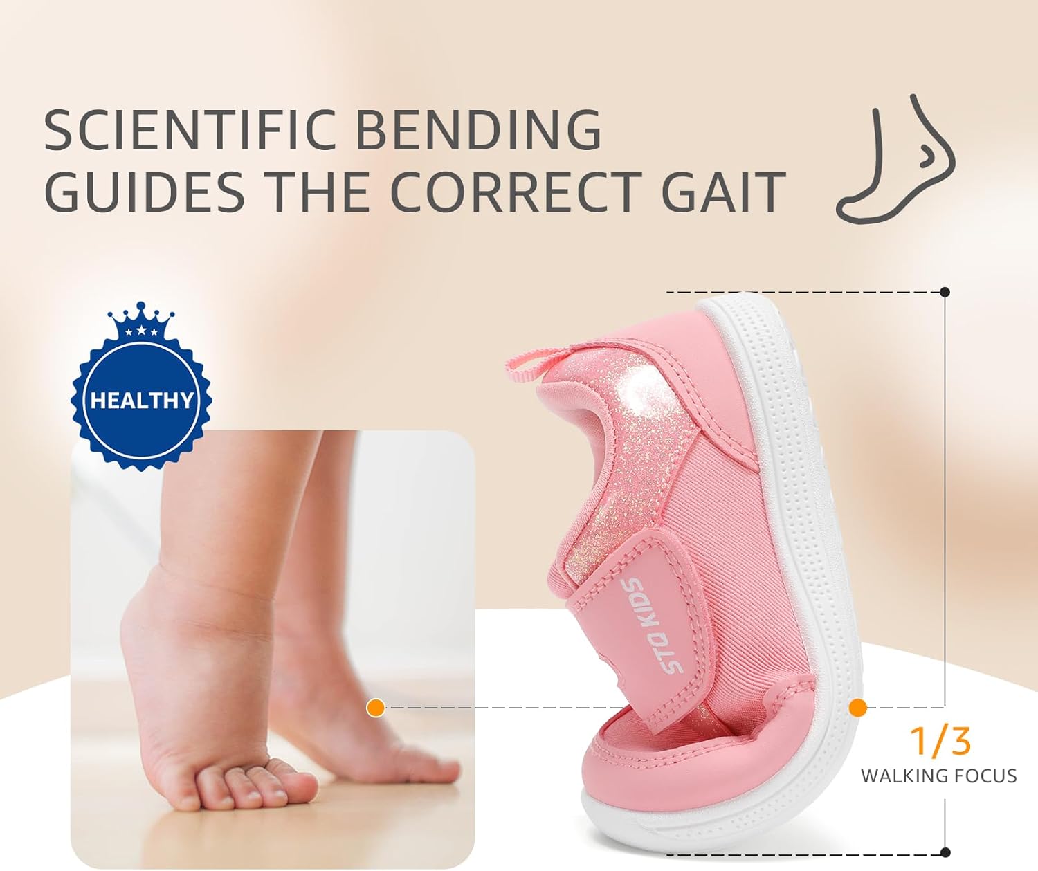 Toddler Wide Toe Box Barefoot Shoes Boys Girls Zero Drop,Baby First Walking Shoes Glitter Little Kids Sneakers Non-Slip Preschool Running Tennis Canvas Casual Preschool Outdoor Activities - Image 6