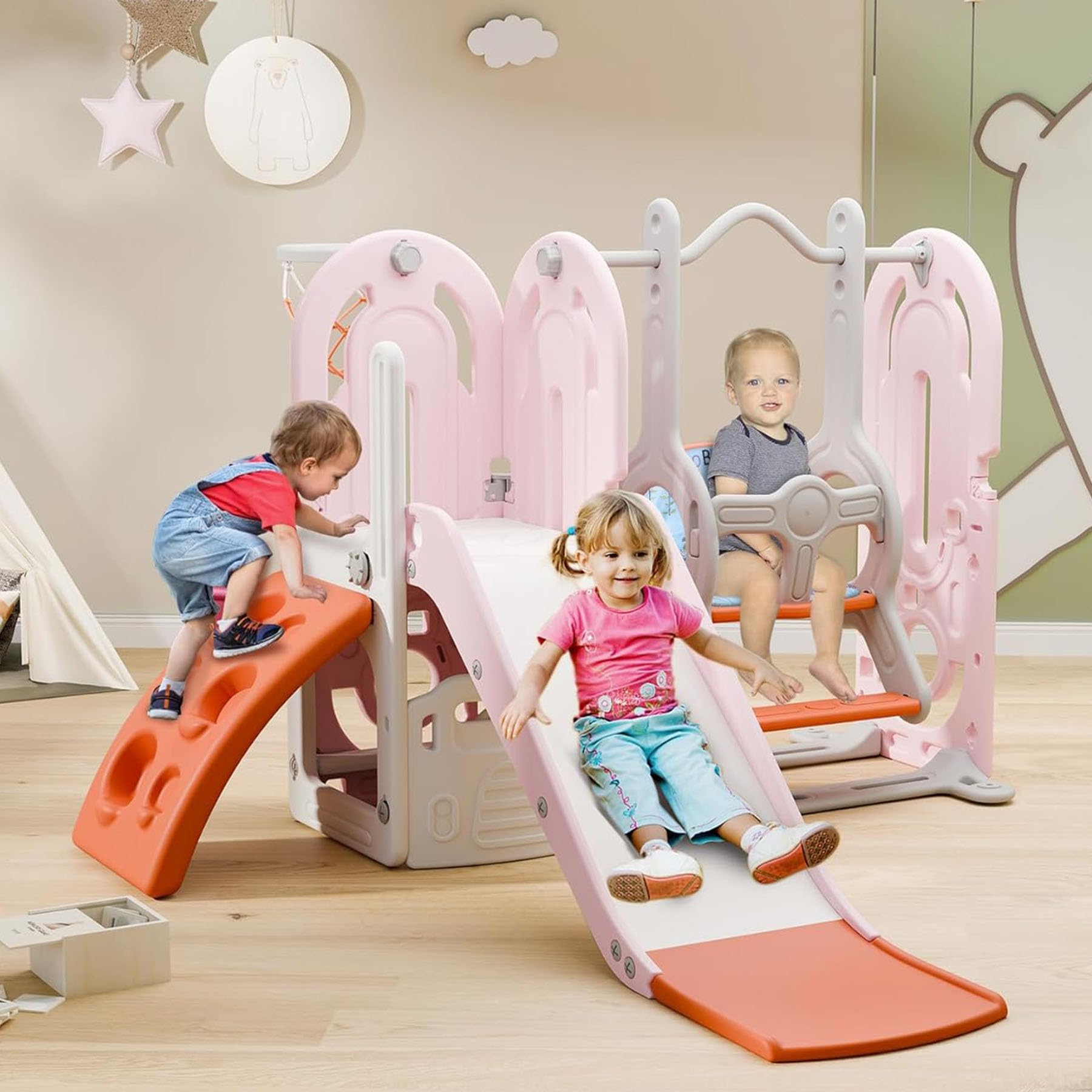 Indoor Outdoor Baby Slide Duck Theme BIERUM 5-in-1 Duck Slide For ...