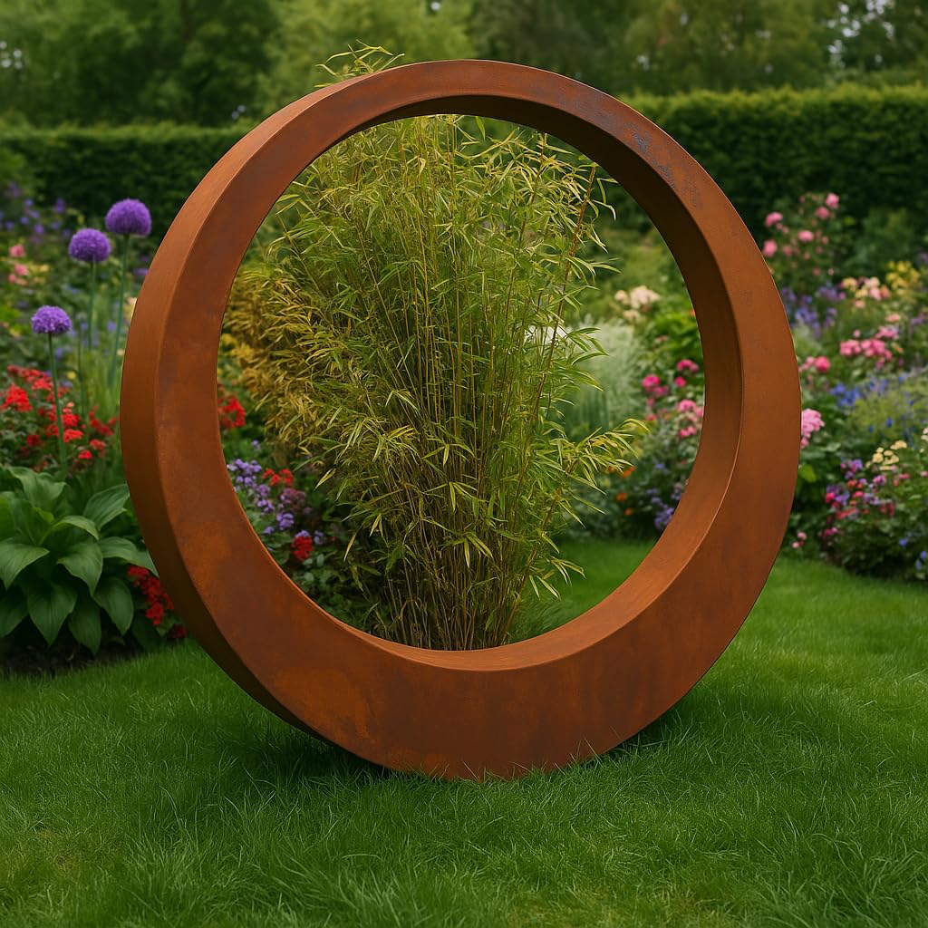 Zen Man Edelrost Gartenstecker Rost Gartenskulptur (aus Metall) Garten Figure Glück Symbol Gartendeko H95*95 * 5 cm 031510